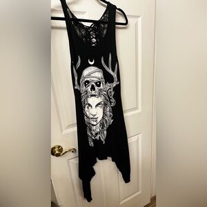 Killstar black lace up tunic dress small